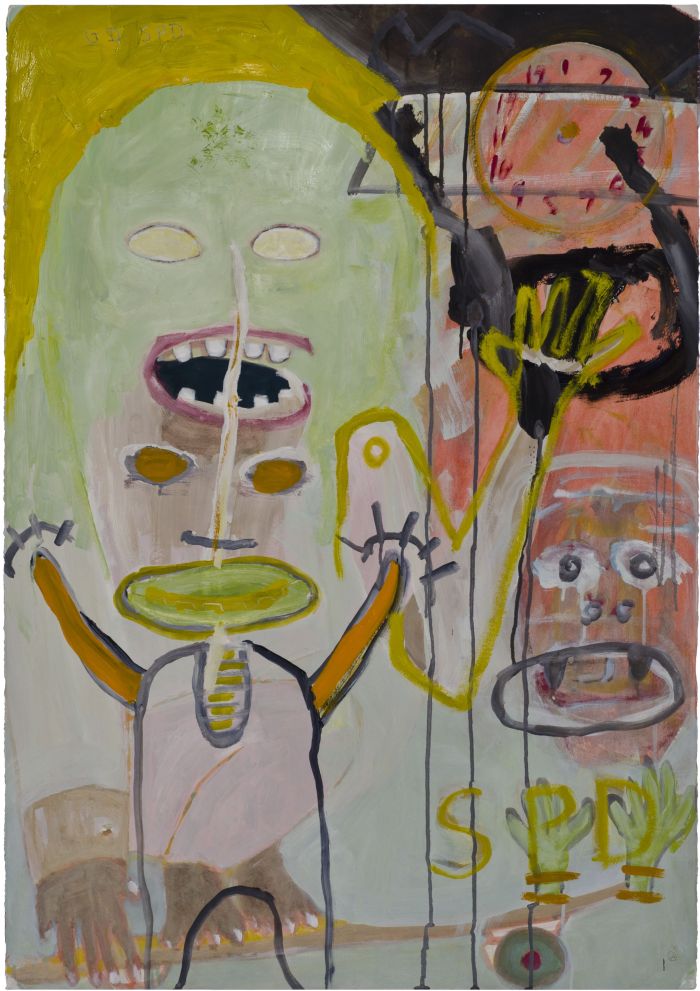 Click the image for a view of: Willie Saayman. GD SPD. 2011. Oil paint on paper. 1000X705mm