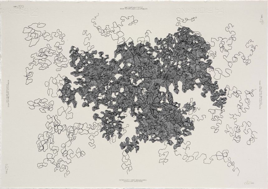 Click the image for a view of: Deterministic Chaos Drawing #042 (Sunflower Series 3/4). 2012. Ballpoint pen on paper. 355X500mm