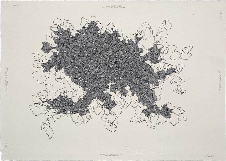 Click the image for a view of: Deterministic Chaos Drawing #043 (Sunflower Series 4/4). 2012. Ballpoint pen on paper. 355X500mm