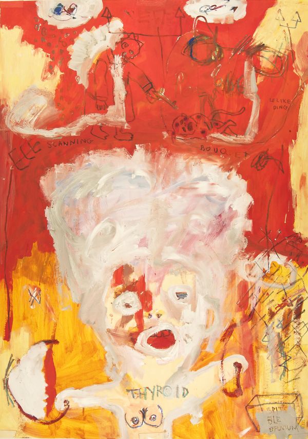 Click the image for a view of: King Louis. 2012. Oil paint, oil pastel on paper. 1000X704mm