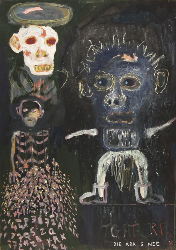 Click the image for a view of: Die Krk s Nee. 2011. Oil paint, oil pastel on paper. 1005X706mm