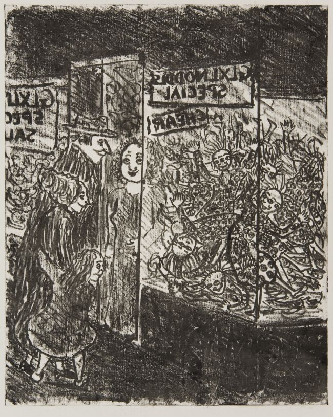 Click the image for a view of: Untitled (doll shop). Lithograph. Image size 298X239mm