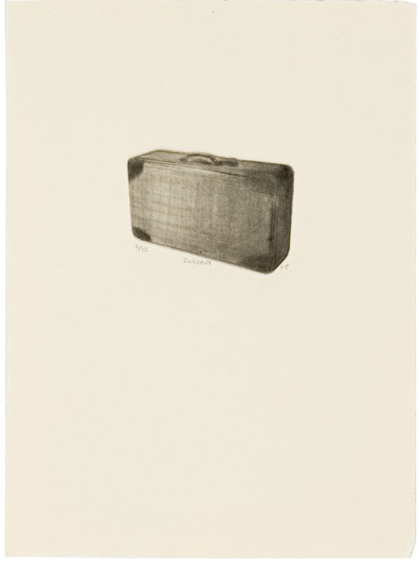 Click the image for a view of: Small object: Suitcase. 2011. Etching with roulette wheel. Edition 15. 171X114mm