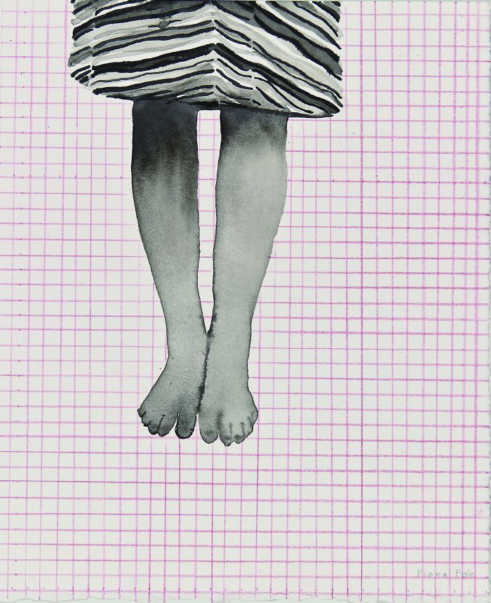 Click the image for a view of: Girl standing: Anchored. 2012. Ink, coloured pencil on paper. 194X163mm