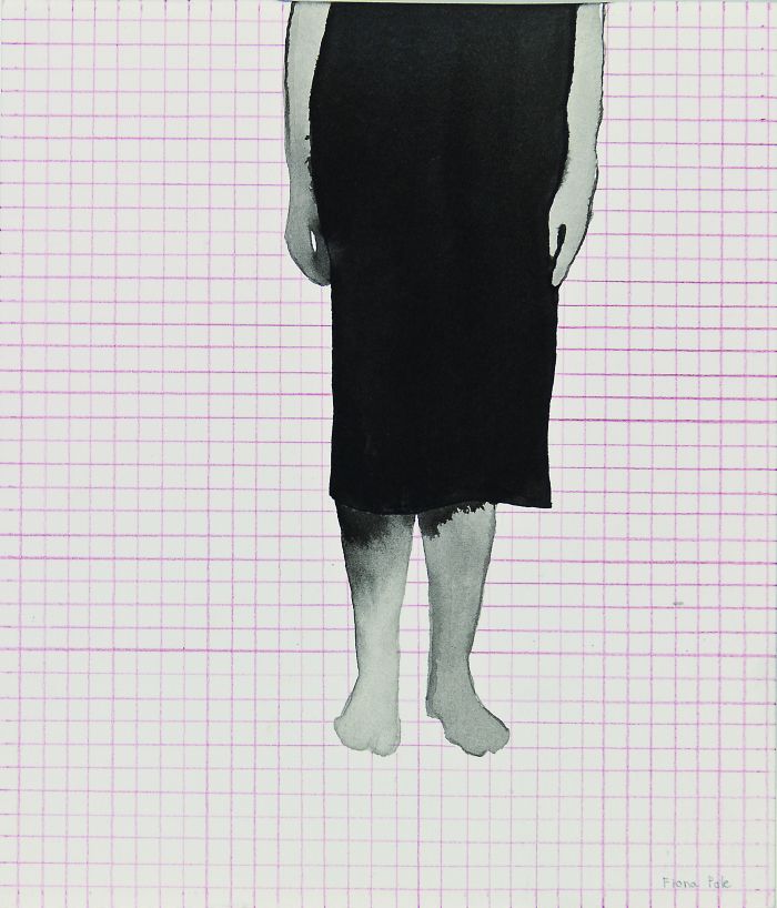 Click the image for a view of: Girl standing: Girl alone. 2012. Ink, coloured pencil on paper. 194X163mm