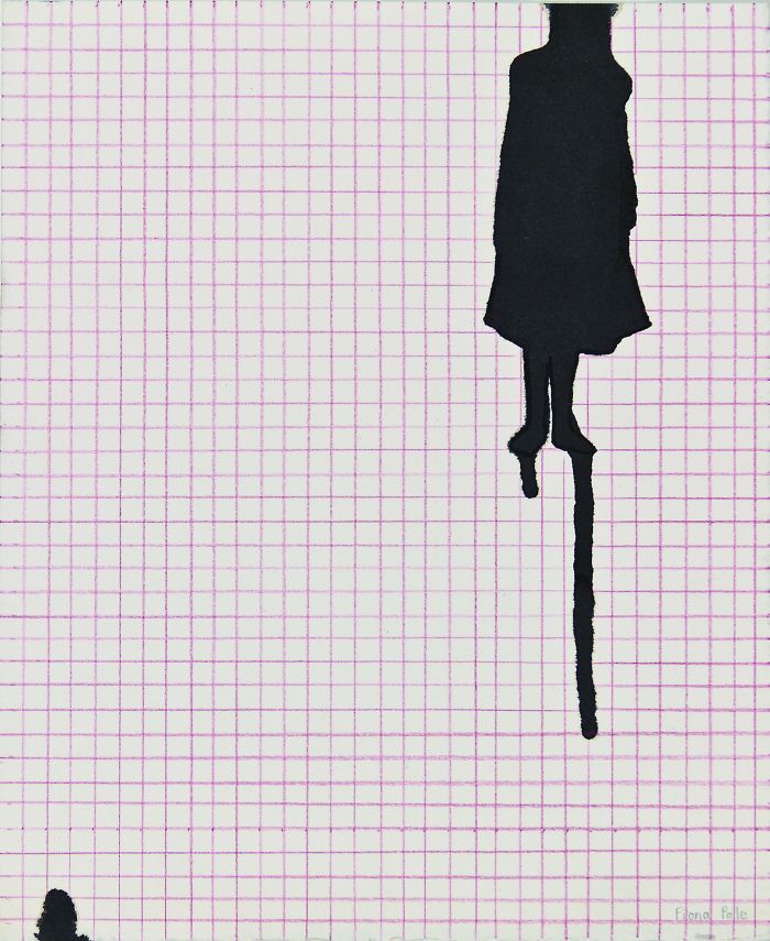 Click the image for a view of: Girl standing: Waiting. 2012. Ink, coloured pencil on paper. 194X163mm