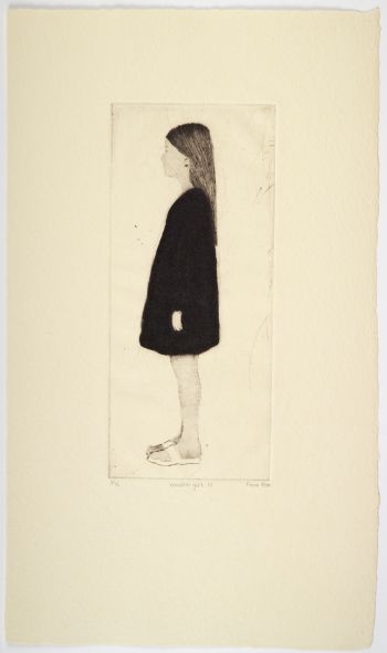 Click the image for a view of: Wooden girl III. 2010. Dry point. Edition 15. 295X180 mm