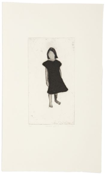 Click the image for a view of: Wooden girl II. 2010. Dry point. Edition 15. 300X178 mm
