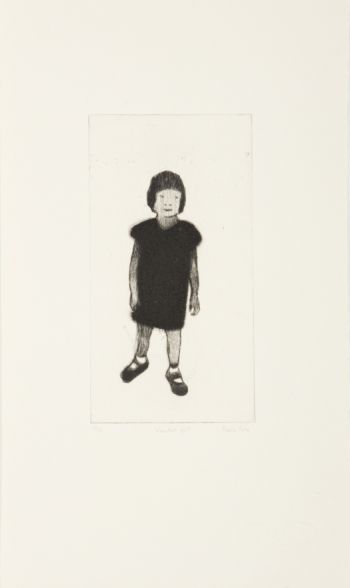 Click the image for a view of: Wooden girl. 2010. Dry point. Edition 15. 300X178mm