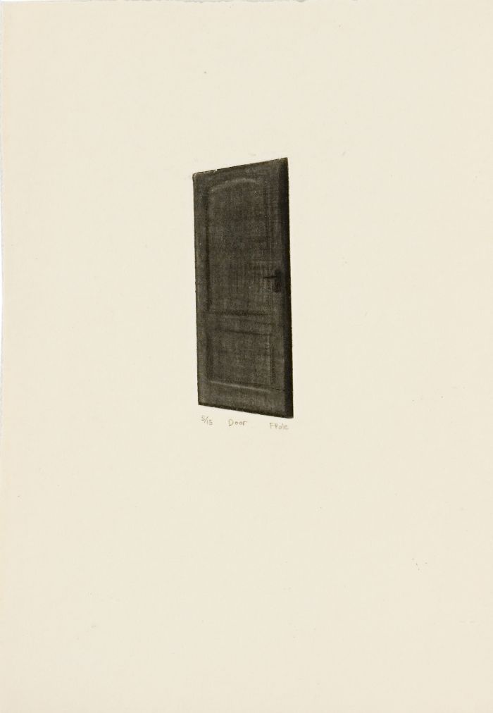 Click the image for a view of: Small object: Door. 2011. Etching with roulette wheel. Edition 15. 171X114mm