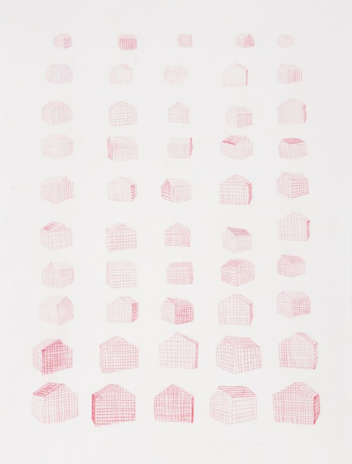 Click the image for a view of: Home IV. 2010. Coloured pencil, gouache on paper. 315X240mm