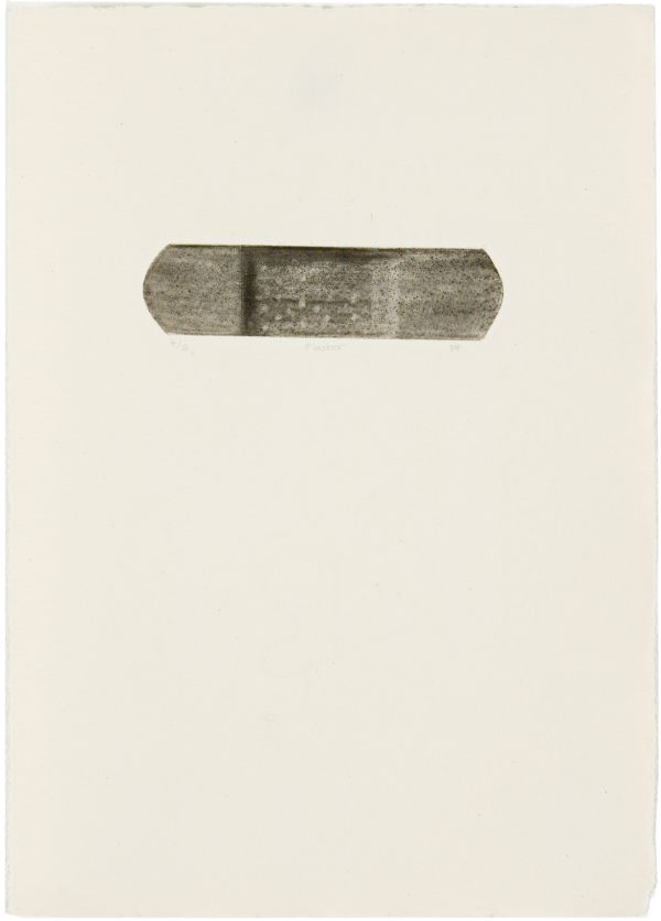 Click the image for a view of: Small object: Plaster. 2011. Etching with roulette wheel. Edition 15. 185X132mm