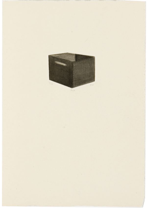 Click the image for a view of: Small object: Box. 2011. Etching with roulette wheel. Edition 15. 171X114mm