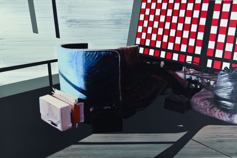 Click the image for a view of: Waterloo Road 1/Red White Black. 2009/12. Oil on acrylic on board. 300X450mm