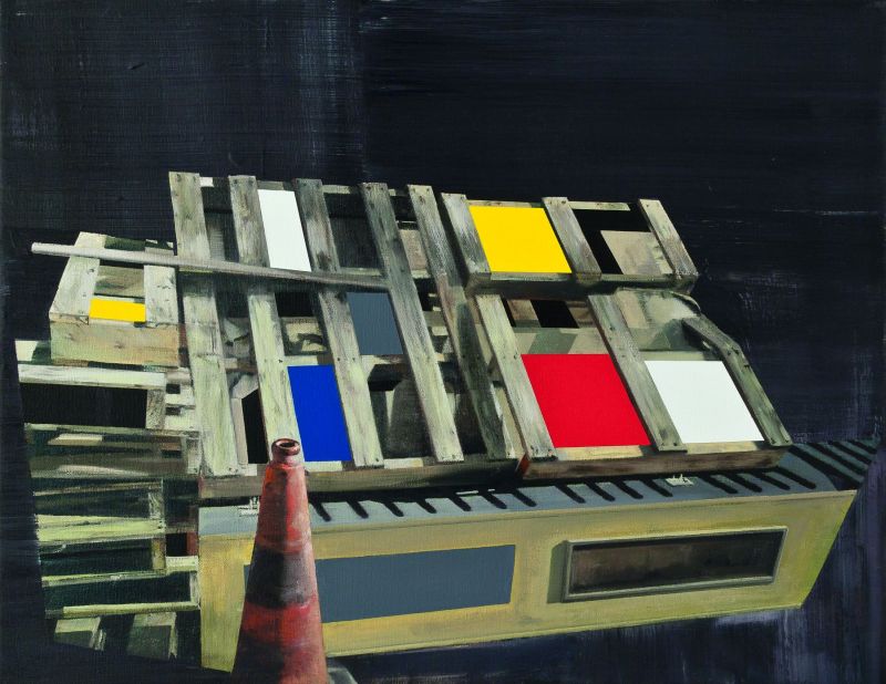 Click the image for a view of: St. Giles/Red Yellow Blue. 2012. Oil and acrylic on canvas. 500X640mm