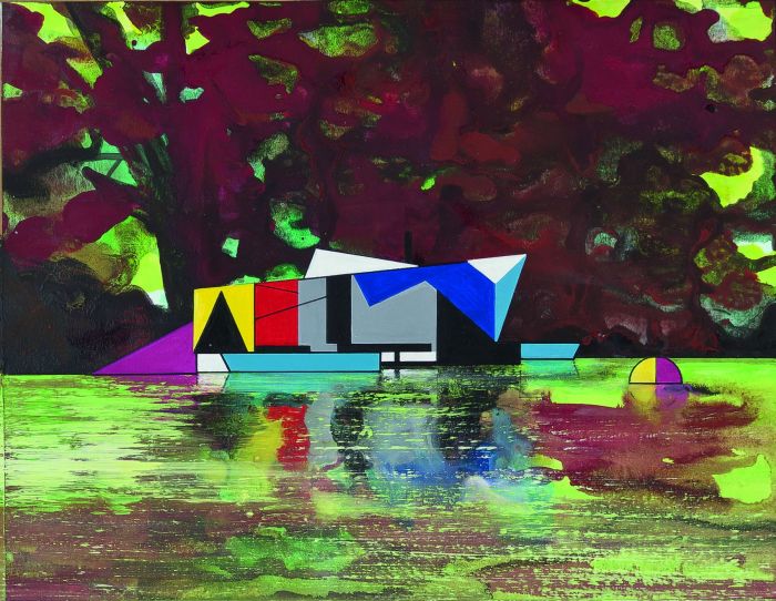 Click the image for a view of: Raft. 2012. Acrylic on paper. 200X260mm