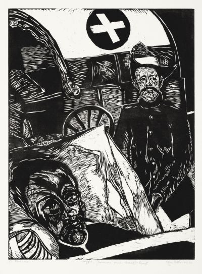 Click the image for a view of: Siek kryger, Beaufort-Wes. Oktober 1901. 2010. Woodcut. Edition 3. Image 565X770mm