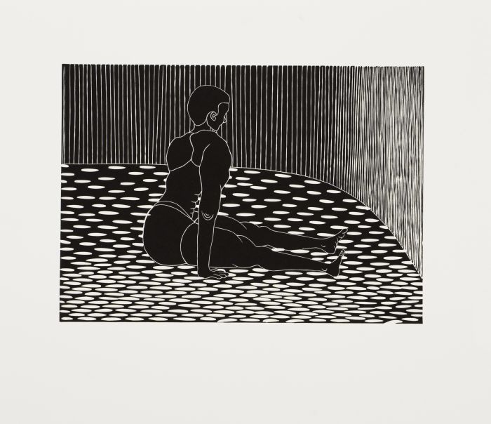 Click the image for a view of: Sandile Goje. For our own sakes, lets do this. 2011. Linocut. Edition 10. 354X390mm